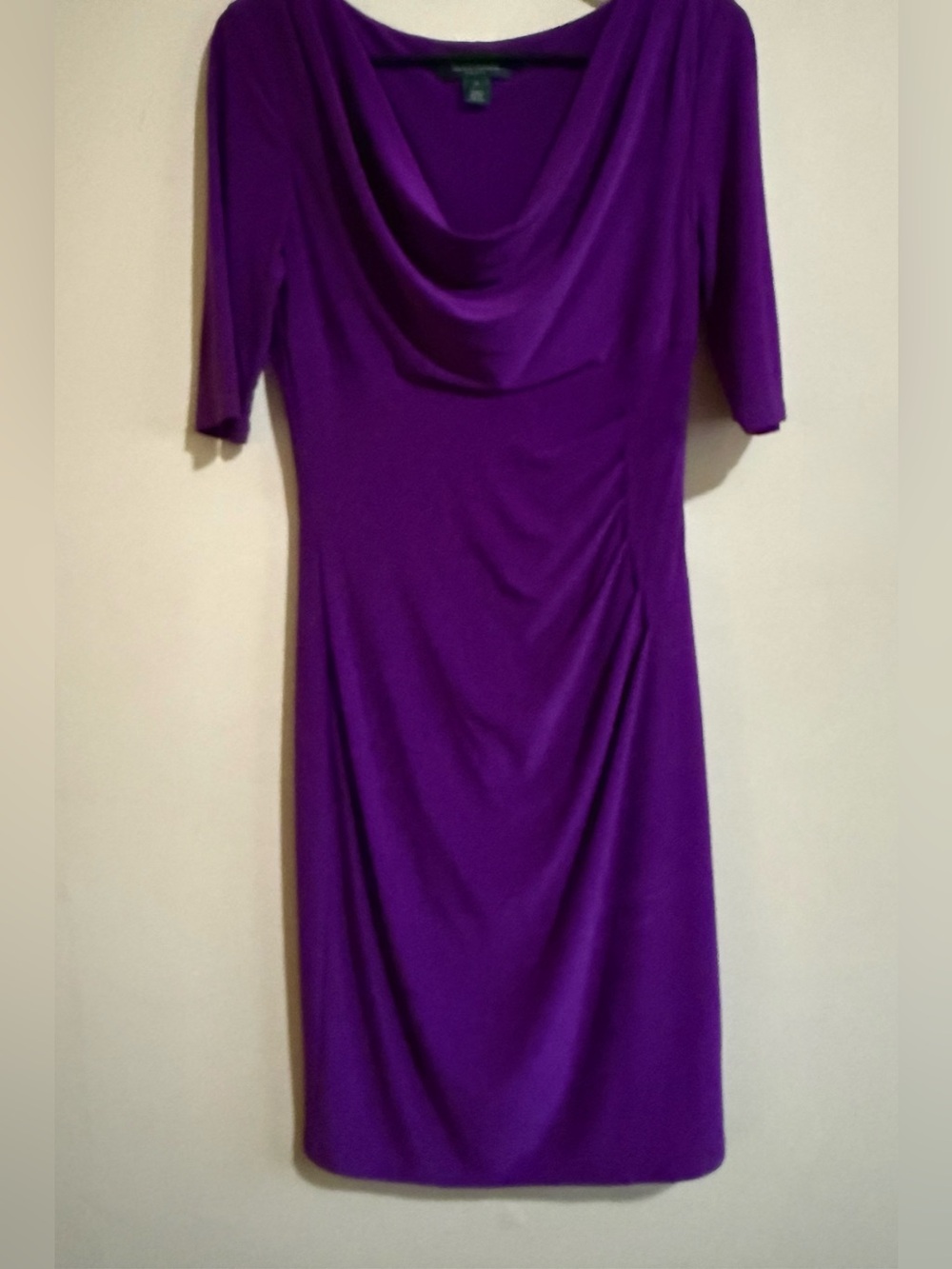 Lauren Ralph Lauren Royal Purple  Cowl Neck Midi Dress